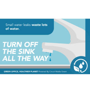 Info card from the the Sustainable Space Kit highlighting water waste